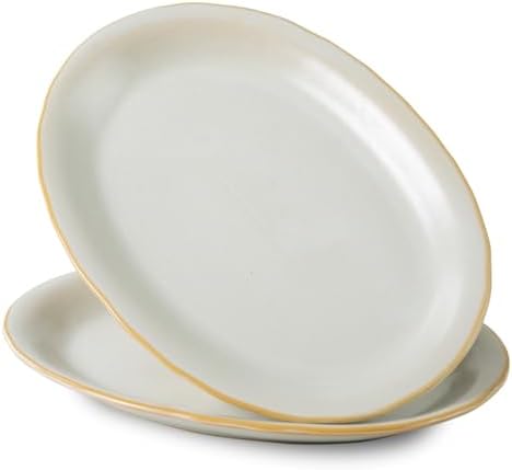 Ceramic Plates, 13.7" Serving Platter, Oval Dinner Plates, Set of 2