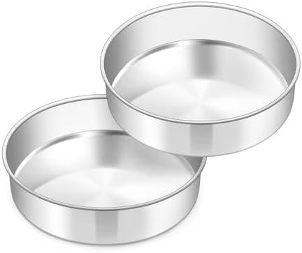 TeamFar 8 Inch Cake Pan Set of 2, Round Layer Cake Baking Pans Tins