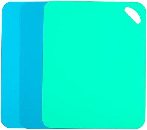 Plastic Flexible Cutting Mats for Kitchen, 3pcs Color Coded Chopping Board Set, Cutting Board Sheet for Kitchen Cooking, Dishwasher Safe（14.6x11.6"）