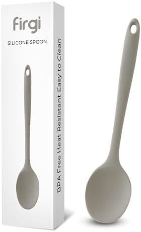Multi Platinum Silicone Cooking Spoon for Baking, Scraping & Mixing, 100% Food Grade Colorful Silicone Kitchen & Serving Utensils, Heat Resistant, Non-Stick Cookware - 11.4 inch Warm Gray