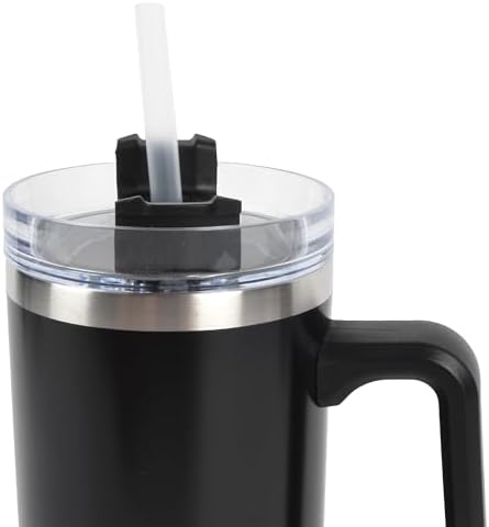 Envie 30 oz Tumbler Mug with Lid and Straw, Reusable Insulated Mug with Handle, Stainless Steel Travel Tumbler for Iced & Hot Beverages, Black