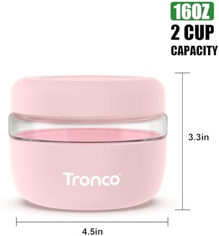 Tronco 16 oz Glass Food Storage & Lunch Bowl Containers with Airtight Lids