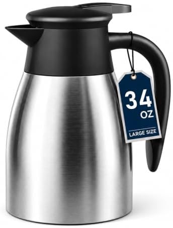 Thermal Coffee Carafe for Keeping Hot – 34OZ Insulated Small Coffee Pot