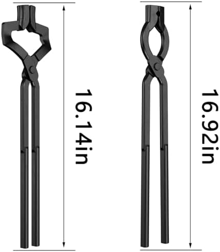 Blacksmith Tongs Set, 17 Inch Carbon Steel Forging Tongs, 2-Piece Professional Blacksmithing Tools for Beginners and Expert Craftsmen