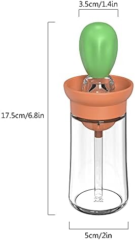 Oil Dispenser with Brush - Glass Olive Oil Dispenser for Kitchen, 2 IN 1 Oil Dispenser Bottle with Silicone Basting Brush for Cooking Vinegar Sauce BBQ Grill Frying, T-OB21, Green
