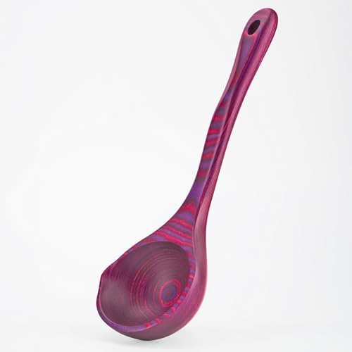 Left Handed Pakkawood Deep Soup Ladles with Spout | 10 inch Pakkawood Ladle | Big Soup Wood Ladle for Cooking | Wooden Spoons for Cooking | Wood Kitchen Utensil | Byzantium