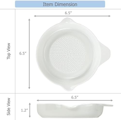 EIKS Ceramic Ginger Grater Plate, Grinding Dish, Kitchen Cooking Prep Tool
