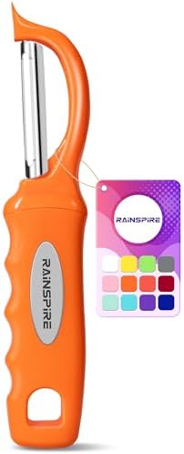 Rainspire Vegetable Peeler Potato Peelers for Kitchen, Sharp Stainless Steel Blades Veggie, Comfortable Handle Fruit Peeler, Carrot Peeler Apple Peeler Dishwasher Safe, Orange, 1-Pack