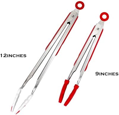 Kitchen Tongs, Food-Grade Silicone Tips with Christmas Design