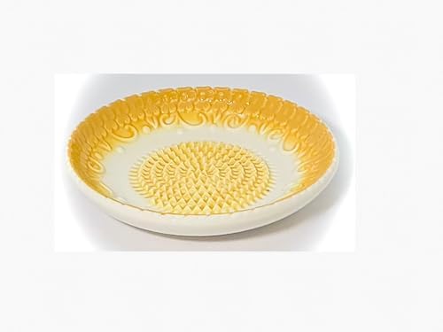 BonCera, Premium Ceramic Garlic Grater Plate Set - Yellow Embossed