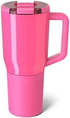 BrüMate Müv - 35oz 100% Leak Proof Insulated Coffee Mug with Handle & Lid - Stainless Steel Coffee Travel Mug - Double Walled Coffee Cup (Neon Pink)