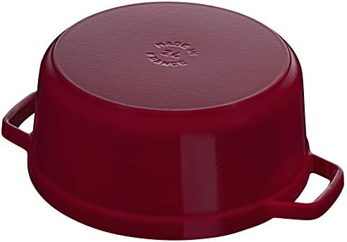 STAUB La Cocotte 6.75L Enamel-Coated Round Cast Iron Cocotte with Nickel Knob Lid - All Cooktops, Made in France, Bordeaux