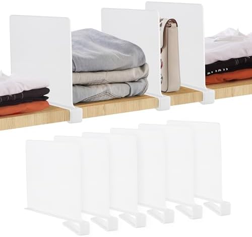 White Acrylic Shelf Dividers for Closets Organizer & Storage,6 Pack