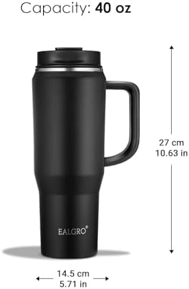 EALGRO 40 oz Insulated Stainless Steel Water Bottle Jug with Straw