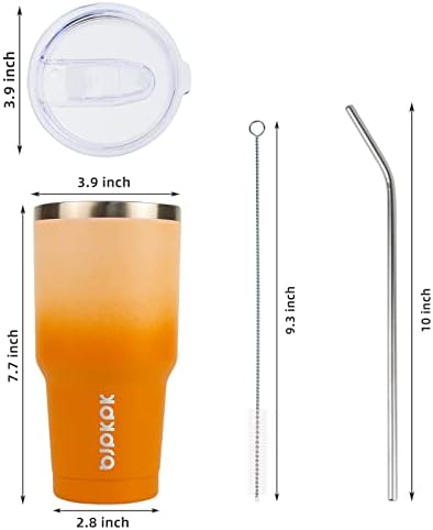 BJPKPK 30 oz Tumbler with Lid and Straw, Insulated Stainless Steel Cup