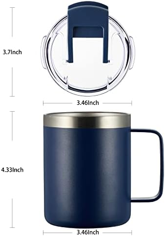 12oz Insulated Travel Coffee Mug with Handle, Navy, 4 Pack