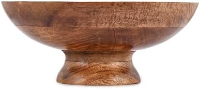 NIRMAN FRUIT BOWL Mango Wood Round Shaped Serving Bowl For Fruit,Dessert Platter Tray Dish Kitchen Dining Fruit,Dessert,Snack (12" x 12" x 5")