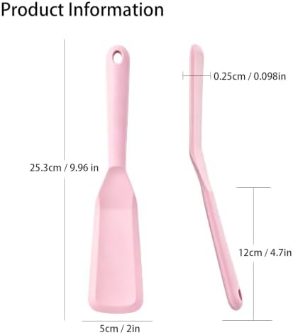 【2 Pack】Kunovo Small Spatula for Nonstick Cookware Mini Spatulas for kitchen Use,Heat-Resistant Silicone Thin Spatula Cooking Baking (2 Pack-Blue-Pink)
