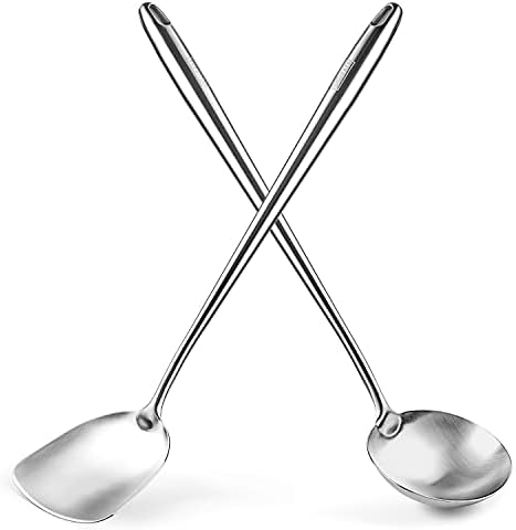 YOSUKATA 17’’ Wok Spatula and Ladle - Set of 2 Heat-Resistant Wok Tools