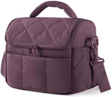 BAGSMART Insulated Lunch Bags for Women, Cute Quilted Lunch Box, Blackberry