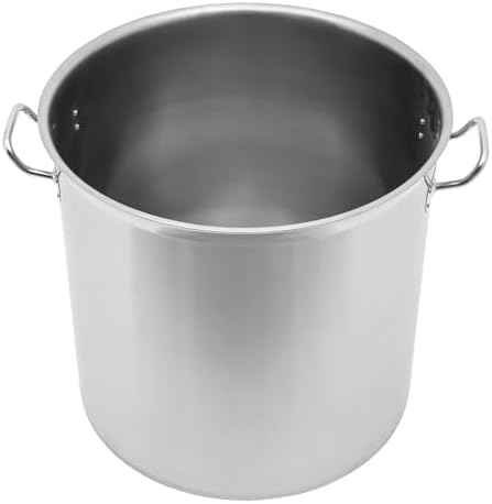 Stainless Steel Stockpot, 100 Quart Large Cooking Pots, Cookware Sauce Pot with Lid, Heavy Duty Commercial Kitchen Grade Stock Pot for Soup, Stew & Sauce, Riveted Silicone Handle