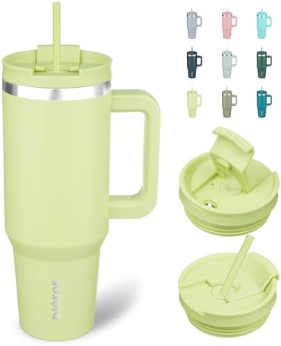 BJPKPK 40 oz Insulated Tumbler with Handle & Straw, Stainless Steel