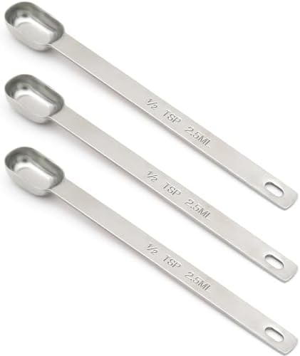 3PCS 1/2TSP(2.5ML) Measuring Spoon, Stainless Steel Long Handle Teaspoons