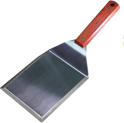 La Cuisine Extra‑Wide Stainless Steel Spatula with Wooden Handle, Heavy‑Duty 5x6" Burger Turner for BBQ, Flat Top Griddle, Blackstone Grill & Smash Burgers