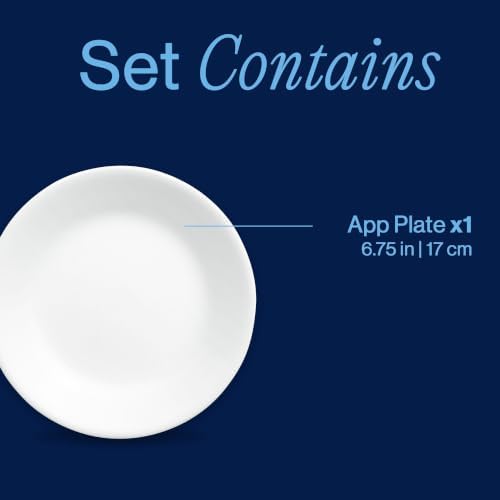 Corelle Vitrelle 6-Piece Salad Appetizer Plate Set Triple Layer Glass and Chip Resistant, 6-3/4-Inch Lightweight Round Plates, Winter Frost White