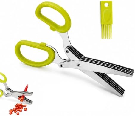 5 Blade Kitchen Herb Scissors, Vegetable Shears with Cleaning Comb