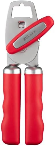 Zulay Kitchen Manual Can Opener Heavy Duty Patented Stainless Steel, Ruby