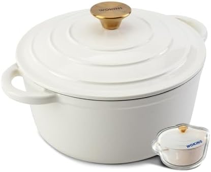 4-QT Enameled Cast Iron Round Dutch Oven With Lid,Oven safe,Cream