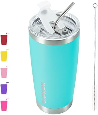 BJPKPK 20 oz Coffee Tumbler with Lid, Straw, Insulated Stainless Steel Mug