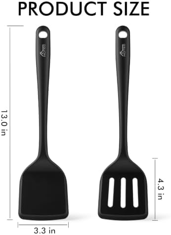 HOTEC 2-Pack Silicone Cooking Turner Spatula set, Black