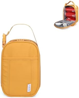 NOL Small Insulated Snack Bag Mini Freezable Cooler Pouch 3L fit 3 Cans | Wide-Mouth 6hours Cool & Warm Lightweight Leakproof Nylon Box for Work Travel Earth-yellow