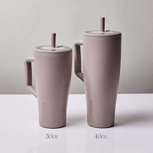 BrüMate Era 40 oz Tumbler with Handle & Straw | 100% Leakproof Insulated Water Bottle Tumbler with Lid & Flexible SoftSip Straw | Made of Stainless Steel | Cup Holder Friendly | 40oz (Petal Pink)