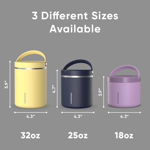 Hydrapeak 25oz Stainless Steel Vacuum Insulated Food Jar for Hot Food and Cold Food, Wide Mouth Leak-Proof Soup Jar for Adults, 10 Hours Hot and 16 Hours Cold (Black) (Pack of 3)