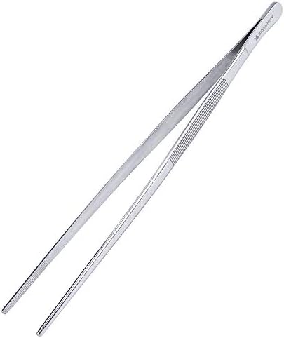12 Inch Kitchen Tweezers Fine Tweezer Tongs, MSY BIGSUNNY Stainless Steel Food Tweezers Multi-function Precision Serrated Tips Cooking Tongs Kitchen Serving Tong