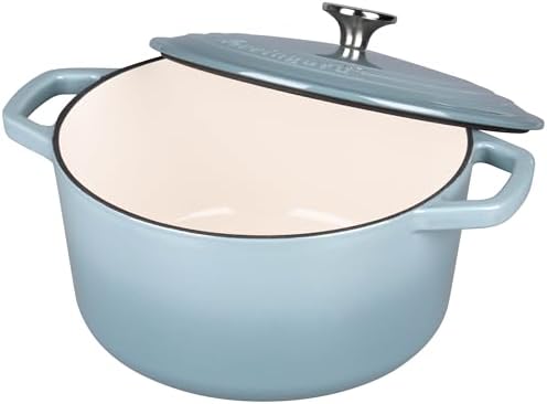 VORRINGARD Enameled Cast Iron Dutch Oven Pot with Lid, for Bread Baking, Round Bread Oven- include Sourdough Bread Baking Supplies Set, 6QT, Sea Salt