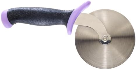 Mercer Culinary Millennia Pizza Cutter with Purple Handle, 4 Inch Wheel, Stainless Steel