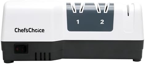 Chef'sChoice Hybrid Knife Sharpeners for 20-Degree Straight and Serrated Knives Combines Electric and Manual Sharpening With 100-Percent Diamond Abrasives And Precision Angle Guides, 3-Stage, White