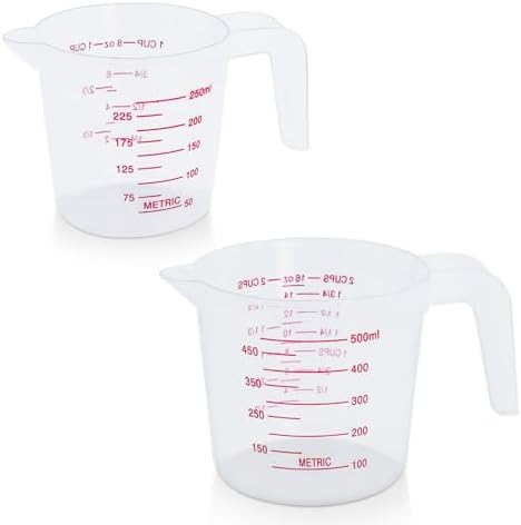 DTDNZKN 2 Pack Measuring Cup Set, 250ml (1-Cup) and 500ml (2-Cup)