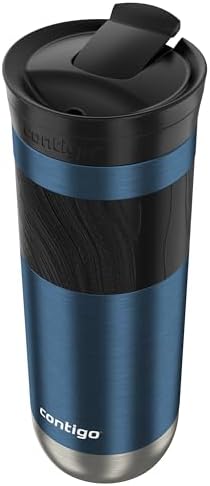 Contigo Byron 2.0 Stainless Steel Travel Mug with Snapseal Lid and Grip, Blueberry, Great for hot and cold beverages, 20 oz (Pack of 4)