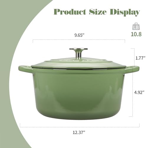 EDGING CASTING Enameled Cast Iron Dutch Oven with Sourdough Bread Baking Kit, Bread Dutch Oven with Lid, Includes Proofing Basket & Baking Tools, 5qt, Pistachio Green
