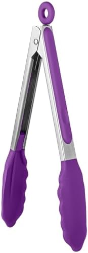 U-Taste Kitchen Tong for Cooking, 600ºF Heat-Resistant Silicone, 9in/Purple