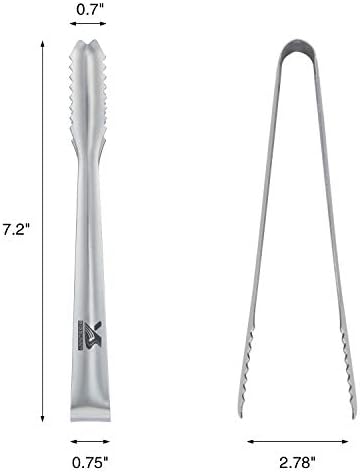 MSY BIGSUNNY 7 inches Ice Tongs for Ice Bucket, Stainless Steel Ice Tongs with Teeth, Small Serving Tongs (Silver)
