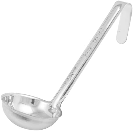 Winco 2 oz Red One Piece Stainless Steel Ladle