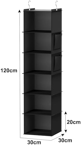 YOUDENOVA Hanging Closet Organizer and Storage, 6-Shelf, Black