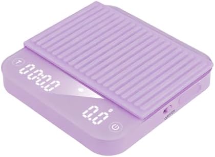 ShanSon Mini Coffee Scale with Timer,0.1g High Precision Espresso Scale,2kg/0.1g Digital Kitchen Scale with Flow Rate,USB-C Rechargeable,Waterproof Surface,Auto Timer for Pour Over & Espresso,Purple