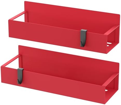 HuggieGems 2 Pack Magnetic Spice Storage Rack Organizer for Refrigerator and Oven, Red Fridge Organizers and Storage